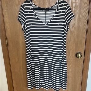 Navy and White Striped Dress